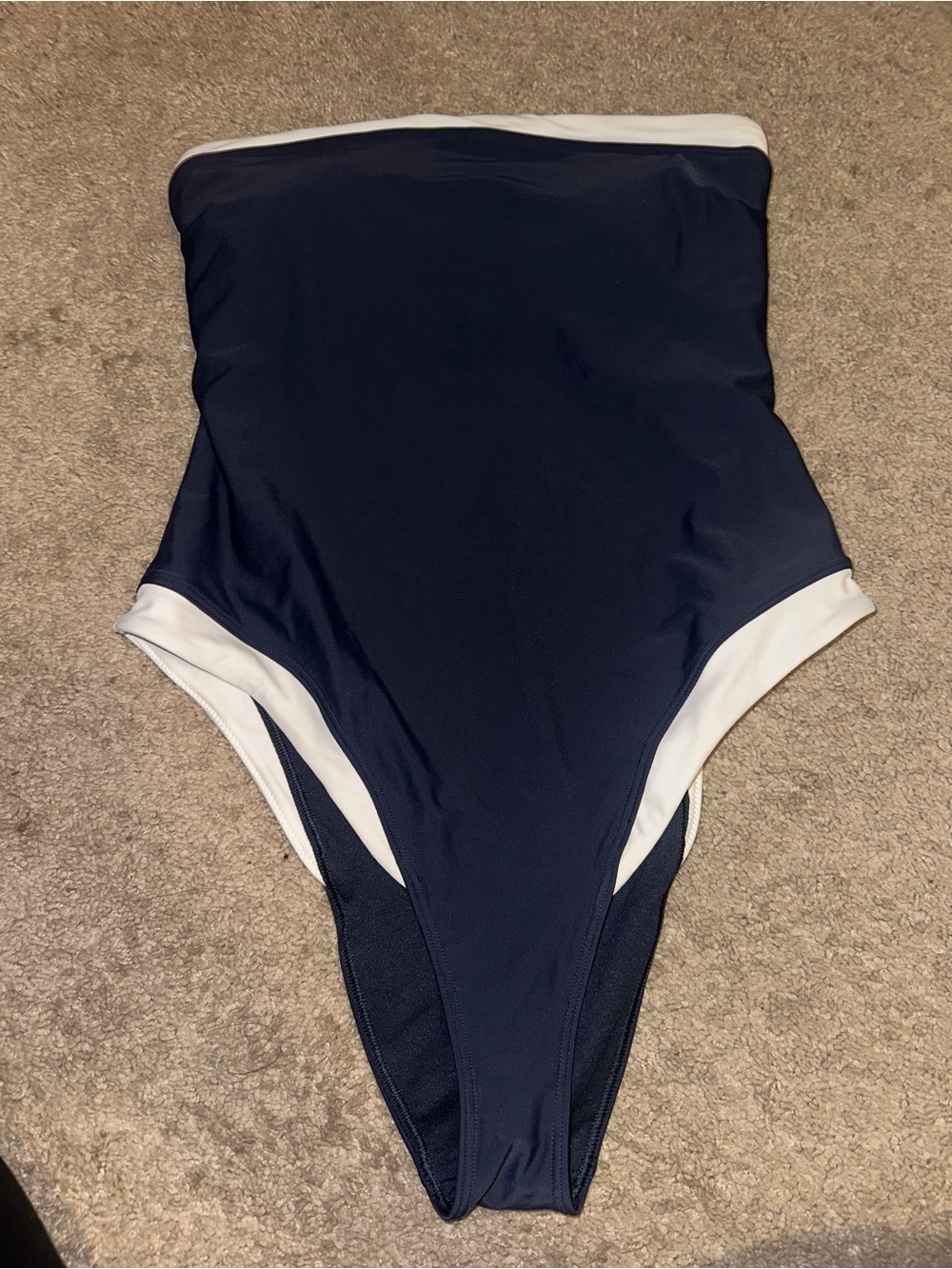 Abercrombie & Fitch Navy Blue Strapless One-Piece with White Trim